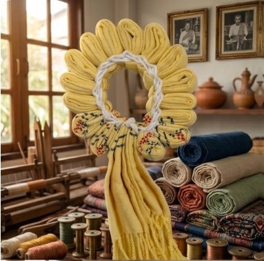 messageImage_1776767411168_0 พวงมาลัยผ้าพันคอ ( สีเหลือง )