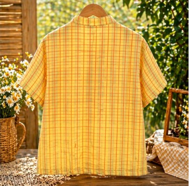 messageImage_1776844538784_0 เสื้อคอจีน(สีเหลืองลายตาราง) - Image 5